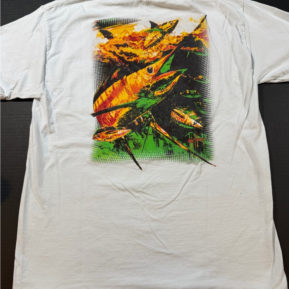 Guy Harvey Original White T-Shirt w/ Marlin graphics on back